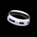 Whitney Boin platinum post collection random wedding band with diamonds and sapphires. This band contains .75ct. total weight in diamonds and .80ct. total weight in sapphires.