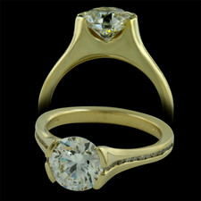 Sholdt  yellow gold engagement ring with channel diamond