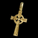Charles Green's hand engraved Celtic cross in 18kt yellow gold. The cross measures 24mm x 15mm. Hand forged, the best made!