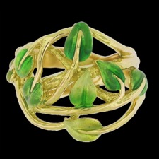 Nouveau Collection 18k gold green leaf ring
