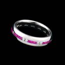 Whitney Boin Post Collection platinum random wedding band in diamond and pink sapphire. 5mm wide.