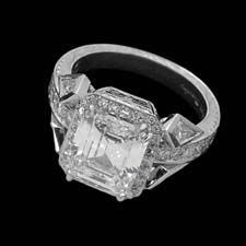 Michael Beaudry 4.08ct rectangular center diamond with a radiant bezel