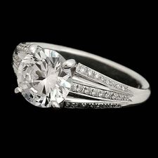 Michael Bondanza's Waverly ring has 3 rows of pave diamonds in platinum for a 1 to 1 3/4ct center diamond. The ring is set with .18ct of diamonds.