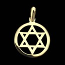 A simple Star of David pendant from the Charles Green collection. This 18kt yellow gold pendant measures 17.5mm.  