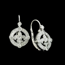 Beverley K 18kt white gold Fleur de Lis diamond lever back earring