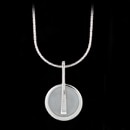 A Nicole Barr Sterling Silver Gray Art Deco Necklace. The pendant features three White Sapphire. The style of this pendant is inspired by the Art Deco period of jewelry design. The pendant measures 40mm in height. Rhodium Plated for easy care. 