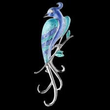 Nicole Barr Silver Blue Lyre Bird pendant