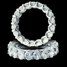 You can't go wrong with this beautiful oval eternity band. The band has 4.27tcw. The oval diamond are 1/4ct each, F-G color and VS clarity. Set with an open basket setting made in platinum 950. Perfect for a wedding band or anniversary band. 
