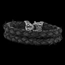A rough looking mens 9mm Double Row Woven Cactus Leather Bracelet with SS Engraved Clasp. From the Fine Leathers Collection of Scott K.
