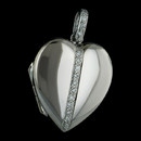 By Charles Green, a beautiful a unique 18 kt. white gold heart shaped locket.  The heart measures 25mm x19mm. Featured are .15ctw of pave diamonds down the center and on the bail. Hand forged, beautiful  
