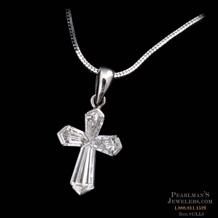 50 ct. t.w. Diamond Cross Pendant Necklace in 14kt White Gold | Ross-Simons