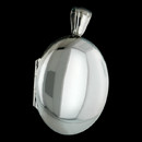 Simple and classic are the words to describe Charles Green's 18 kt. white gold oval shaped locket.  The oval measures 28 X 23mm and makes a beautiful treasured pendant.  