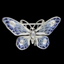 A Nicole Barr vitreous Enamel on Sterling Silver Butterfly Brooch Pendant Blue. Set with Blue Sapphires, Moonstone. Rhodium Plated for easy care. The item measures 50mm at the widest part of the wings.