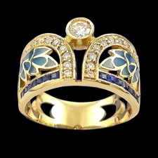 Nouveau Collection Blue sapphire and round diamond ring