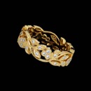 This beautiful 18K yellow gold floral and diamond wedding ring by Beverley K is set with .40ctw of diamonds and measures 5.2mm in width.