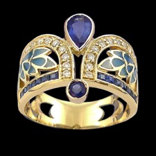 Nouveau Collection Pear shaped blue sapphire ring