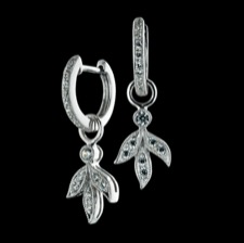 Beverley K 18kt white gold diamond earrings with diamond leaf drop