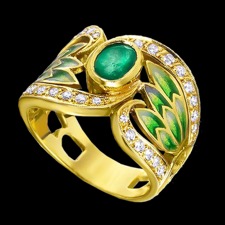Nouveau Collection Green emerald 18k gold ring