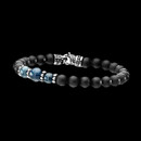 Mens 8mm Sterling Silver/Matte Onyx Beaded Bracelet with 8/10mm Color and Fluted Rondels. The length of the bracelet is 8.5''
