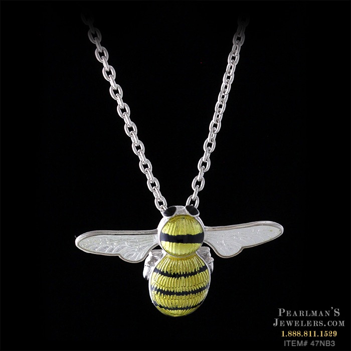 Cognac Amber & Silver Minature Bee Necklace – Oxenham Art