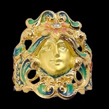 Nouveau Collection 18k gold diamond princess ring