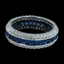 Eternity channel set princess cut sapphire wedding ring from Spark with 3.84 carats of sapphires and 0.90 carats total weight in diamonds.  This ring is shown in 18K white gold. 