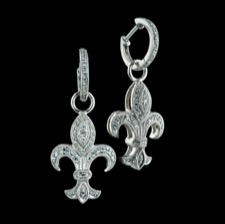 Beverley K 18kt white gold diamond earrings with Fleur de lis drop