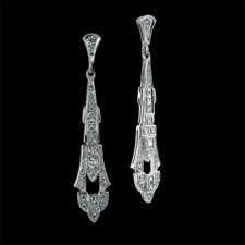 Beverley K 18kt white gold Art Deco style drop diamond earrings