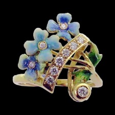 Nouveau Collection Blue pansy flow diamond ring