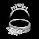 Whitney Boin platinum post triad mount engagement ring with .98ctw on the sides. The ring is 7mm in width. Center diamond not included.