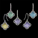Beautiful and colorful sterling silver drop dangle earring exclusively from the Pearlman Collection. No only a great fashion accessory, but a wonderful stocking stuffer for the holiday season. These earring come in a variety of colors. The clover shape checkerboard gemstones are available in white onyx, blue topaz, smoky citrine, black onyx, green amethyst, citrine, rose quartz, amethyst, and lemon quartz. The earrings measure 14.6mm in width and height. These drop dangles are suspended from long French wires. 