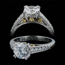 A classic platinum Chariot engagement ring by Beaudry. This ring mounting is set with .29ctw of white and fancy yellow diamonds. Shank starts at 3.04mm and tapers down to 2.25mm. Perfect for a 6-6.5mm center stone.