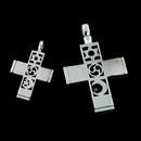 Large sterling silver world peace cross pendant from Kieselstein-Cord, with a fixed bail, measures about 2" tall. The star of David, universal peace symbol, and the Muslim symbol of peace unite in perfect harmony.