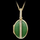 A luxury British made Charles Green locket, crafted in 18k white, yellow and rose gold. The locket features striking vitreous green enamel and a line of pave set white diamonds. The bale of the locket is also pave set with diamonds. The total carat weight of the diamonds is 0.11tcw. The locket is 16mm x 13mm. Each Charles Green locket comes with a certificate of authenticity, signed by the company's sixth generation family owner. (Chain sold separately).