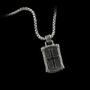 Scott Kay Mens sterling silver Black Sapphire Cross Dog Tag pendant on 26'' chain. The chain is sold separately. 