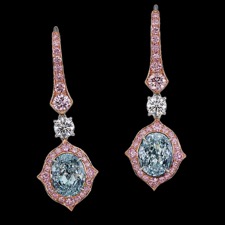 Pearlman's Bridal 2.01 fancy greenish blue diamond earrings