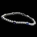 Beautiful and classic 18kt white gold diamond and gem sapphire bracelet.  The piece is set with 2.84ct of sapphire and 2.85ct of VS G-H quality diamonds. Available in platinum.
