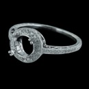This petite, exquisite semi mount engagement ring from Beverley K is in 18K white gold and set with 0.15 carats total weight of pave'.  Beautifully detailed with milgrain edges and hand engraving. Accommodates a center diamond in the 1.0 carat range. This ring is also available in platinum. Call for for a wide range of available center diamonds. 