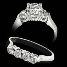 This engagement ring has .20ctw. center stone is not included in price. This can hold a 1ct center stone of your choosing. size 6.5 in platinum is instock. Match band no longer available. 