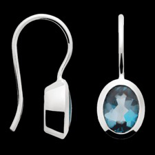 Bastian-Inverun: Very Sleek modern Sterling Silver polished 2.4ct Blue Topaz hanging earrings; approximately 9.70mm long x 7.98mm wide, hangs about 1/2 inch. Extremely comfortable.