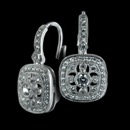 These are a pair of 18K diamond leverback earrings from Beverley K.  There is a small round bezel set diamond in the center of the design that is surrounded by a cushion shaped diamond halo.  The earrings have a total of .62ct of G-H VS diamonds.  The earrings are 17mm in length and 10mm in width.