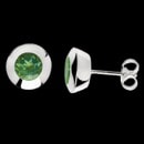From German designer Bastian Inverun; these sterling silver earrings feature a phodiniert center gemstone. The gemstone has a vibrant green color. These earrings measure 8.3mm in diameter.