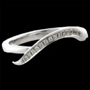 A unique wing 18k white gold wedding band from Eddie Sakamoko. The design of the ring is convex to adapt to any center stones in your engagement ring. The total carat weight of the ring is 0.09tcw. The ring measures 2.34mm in width, while the diamond section measures 2.23mm. You will not see another wedding band like this one that is worn by anyone else. Matching band to #77T1