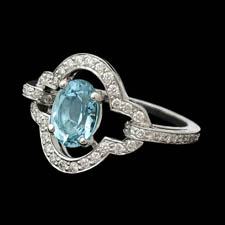 Gumuchian platinum, diamond, and aquamarine engagement ring