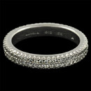 A amazing 2 row Flat band Touch Collection wedding band measuring 3.5mm in width. The ring is set with 104 diamonds weighing .60ct.ct VVS E-F ideal cut diamonds. Pure quality and made by hand. This ring is set perfectly and unbelievable!  The diamonds are set all of way around the ring. One of the most perfect setting jobs we have ever seen. Handmade in the USA.