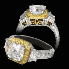 Michael Beaudry Platinum halo asscher cut diamond ring