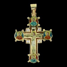 Nouveau Collection enamel diamond cross pendant