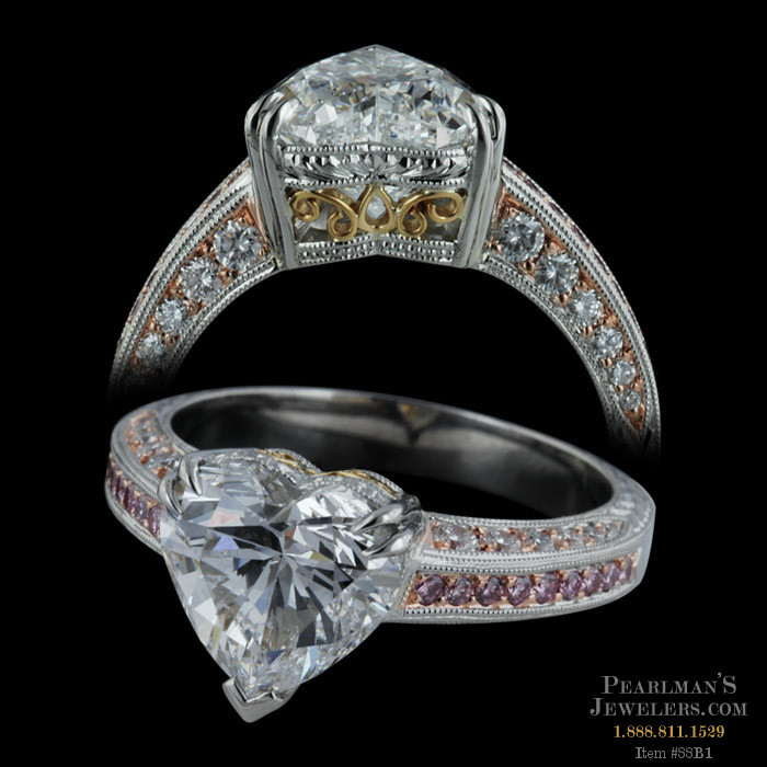 White Gold Split-Heart Diamond Claddagh Engagement Ring