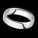 A gents platinum smart looking wedding ring from Christian Bauer. The design features three grooves going down the center. This ring measures 5.5mm in width. Available in 14k and 18k white and yellow gold.