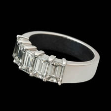 Pearlman's Bridal Platinum five stone emerald cut diamond band